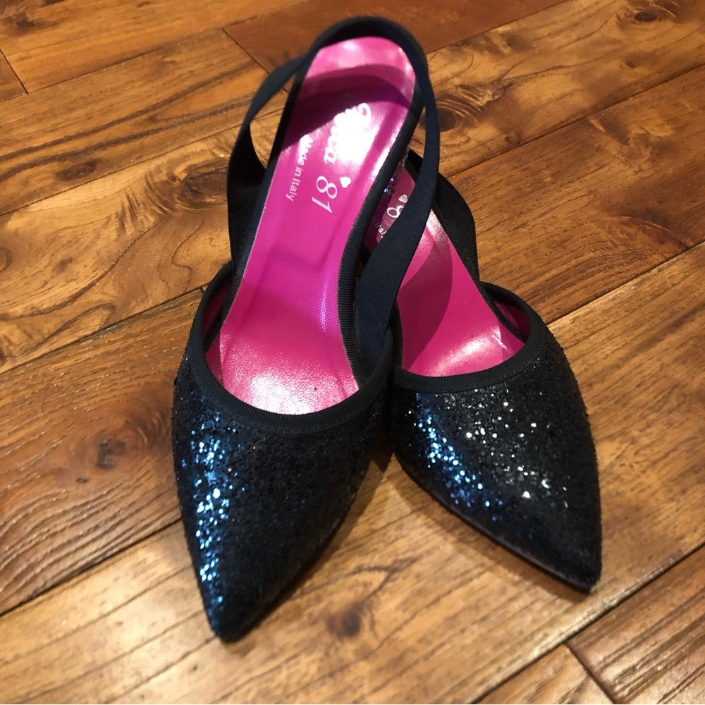 Elegant Black Glitter Heels